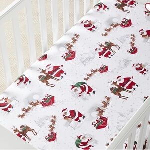 POTTERY BARN KIDS CHRISTMAS CRIB SHEET SANTA SHEET